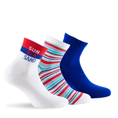 Lot de 3 paires de socquettes jersey femme thème marin