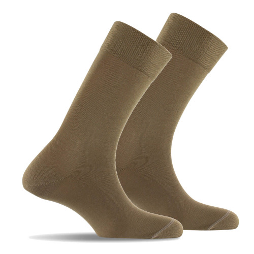 Lot de 2 mi chaussettes fil d'écosse marron