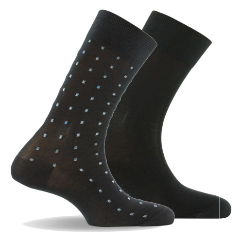 Lot de 2 mi chaussettes fil d'écosse noir