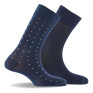 Lot de 2 mi chaussettes fil d'écosse marine