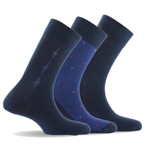 Lot de 3 mi chaussettes coton marine