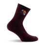 1 paire de mi chaussettes bordeaux avec motif chouette.