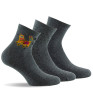 Lot de 3 socquettes femme en coton gris foncé.