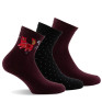 Lot de 3 socquettes femme en coton bordeaux.