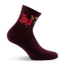 1 paire de socquettes bordeaux avec motif chat.
