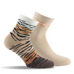 Lot de 2 mi chaussettes femme fantaisies
