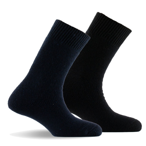 Lot de 2 paires de mi-chaussettes bouclette intérieure laine marine,noir