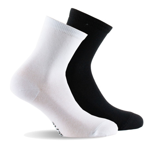 Lot de 2 paires de mi chaussettes pur coton blanc, noir.