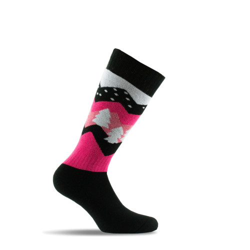 Mi-bas ski tout bouclette Mountains noir rose
