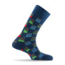 Mi-chaussettes homme marine damier revisité made in France