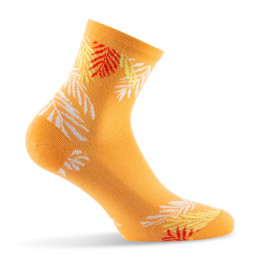 Socquettes fantaisies feuillages made in France orange