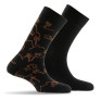 Lot de 2 mi chaussettes coton homme motif village et unie