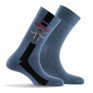 Lot de 2 mi chaussettes coton homme fantaisies moto plus unie bleu