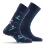 Lot de 2 mi chaussettes fantaisies coton all over surfeurs plus unie