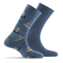 Lot de 2 mi chaussettes fantaisies coton all over surfeurs plus unie