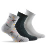 Lot de 3 paires de socquettes fantaisies femme en coton gris/noir