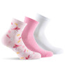 Lot de 3 paires de socquettes fantaisies femme en coton rose/blanc