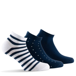 Lot de 3 ultra courtes femme rayures marine, pois marine, unie marine
