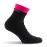 Socquettes double bord côte noir bord rose