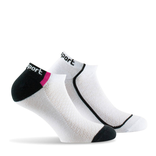 Pack de 2 paires d' invisibles  femme sport blanc rose