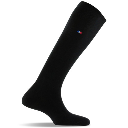 Chaussettes hautes unies avec drapeau noir