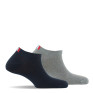 Lot de 2 paires d'invisible homme coton marine gris