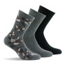 Lot de 3 mi- chaussettes femme fantaisies en coton fleurs, pois et unies