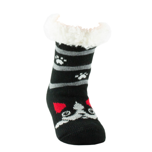 Chaussons chaussettes enfant antidérapant chien intérieur polaire
