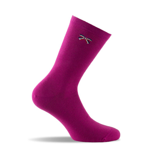 Mi chaussettes femme unie fuchsia motif noeud tricolore lurex made in France