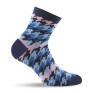 1 paire de socquettes à motif pied de coq rose et marine.