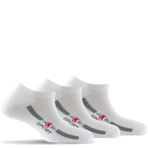 Lot de 3 paires d'invisibles homme sport, semelle bouclette coloris blanc