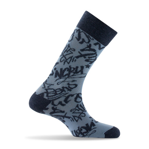 Mi-chaussettes homme coton jersey graff Made in France coloris bleu
