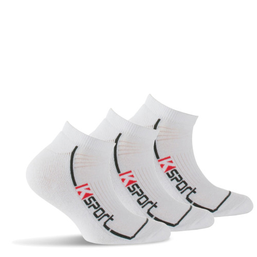 Lot de 3 paires d'invisibles homme en coton semelle bouclettes. Coloris blanc.
