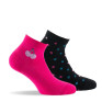 Lot de 2 paires de socquettes enfant cerises et pois rose noir.