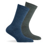 Lot de 2 paires de mi chaussettes pur coton coloris jean, gris.
