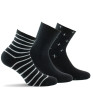 Lot de 3 paires de socquettes rayures, unie et étoiles filantes noir