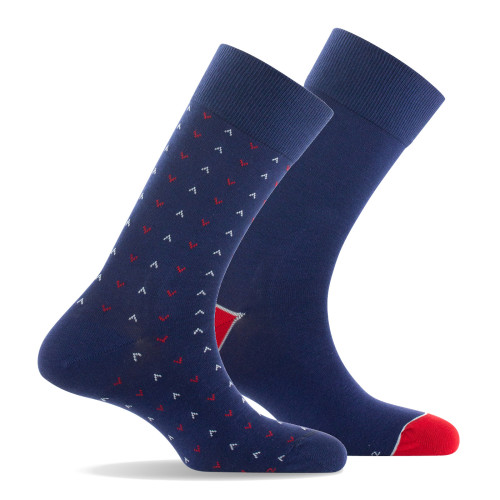 Lot de 2 paires de mi-chaussettes All over chevrons plus unie made in France