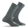 Lot de 2 paires de mi-chaussettes All over chevrons plus unie made in France coloris gris