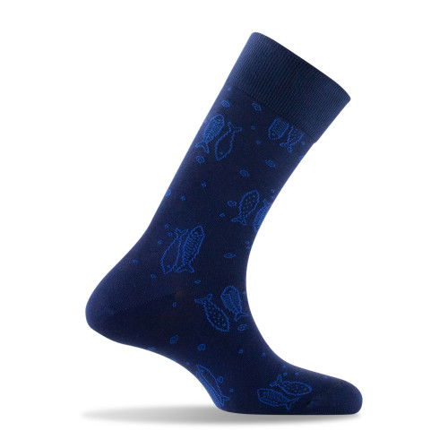 Mi-chaussettes homme all over de poissons fabrication française
