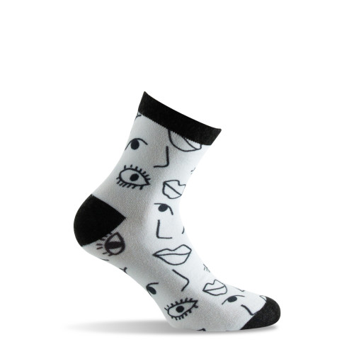 Socquettes imprimées viscose de bambou all over black and white