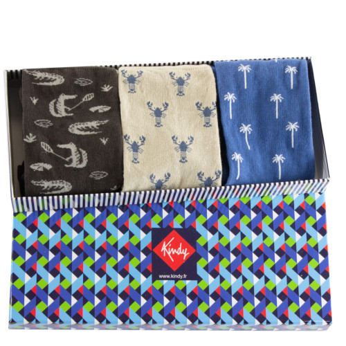 Coffret de 3 paires de mi-chaussettes fantaisie homme