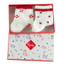 Coffret de 2 paires de socquettes femme fabrication française, écru rouge.