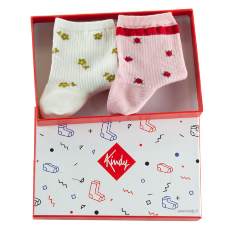 Coffret de 2 paires de socquettes fantaisie femme fabrication française