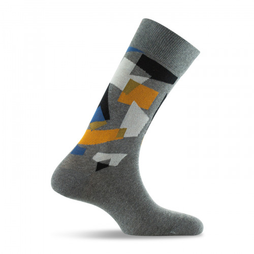 Mi chaussettes homme forme géométrique fabriquées en France grise