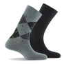 Lot de 2 mi chaussettes homme  intarsia et unie
